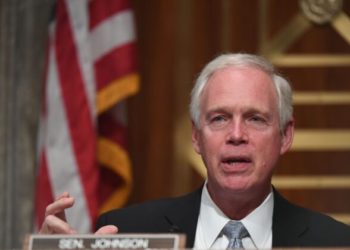 US Senator Ron Johnson (R-WI) questions Department of Homeland Security Acting Secretary, Chad Wolf, during testimony before the Senate Homeland Security and Governmental Affairs Committee on August 6, 2020 in Washington, DC, to answer questions about the use of federal agents during protests in Portland, Oregon. (Photo by Toni L. SANDYS / POOL / AFP) (Photo by TONI L. SANDYS/POOL/AFP via Getty Images)