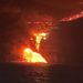 La colada de lava en el momento en que alcanza el mar en la isla de La Palma, en una imagen tomada desde el buque oceanográfico Ramón Margalef