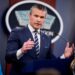 ARLINGTON, VIRGINIA - JUNE 22: U.S. Defense Secretary Pete Hegseth speaks during a news conference at the Pentagon on June 22, 2025 in Arlington, Virginia. U.S. President Donald Trump gave an address to the nation last night after three Iranian nuclear facilities were struck by the U.S. military. (Photo by Andrew Harnik/Getty Images
