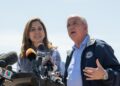 Congressman Carlos Gimenez (FL-26) addresses the press during the congressional border delegation visit to El Paso, Texas on March 15, 2021. President Joe Biden faced mounting pressure Monday from Republicans over his handling of a surge in migrants -- including thousands of unaccompanied children -- arriving at the US-Mexican border. Republican Congressman Kevin McCarthy of California, who leads his party in the House of Representatives, told reporters last week the "crisis at the border is spiraling out of control.""It's entirely caused by the actions of this administration," said McCarthy. (Photo by Justin Hamel / AFP)